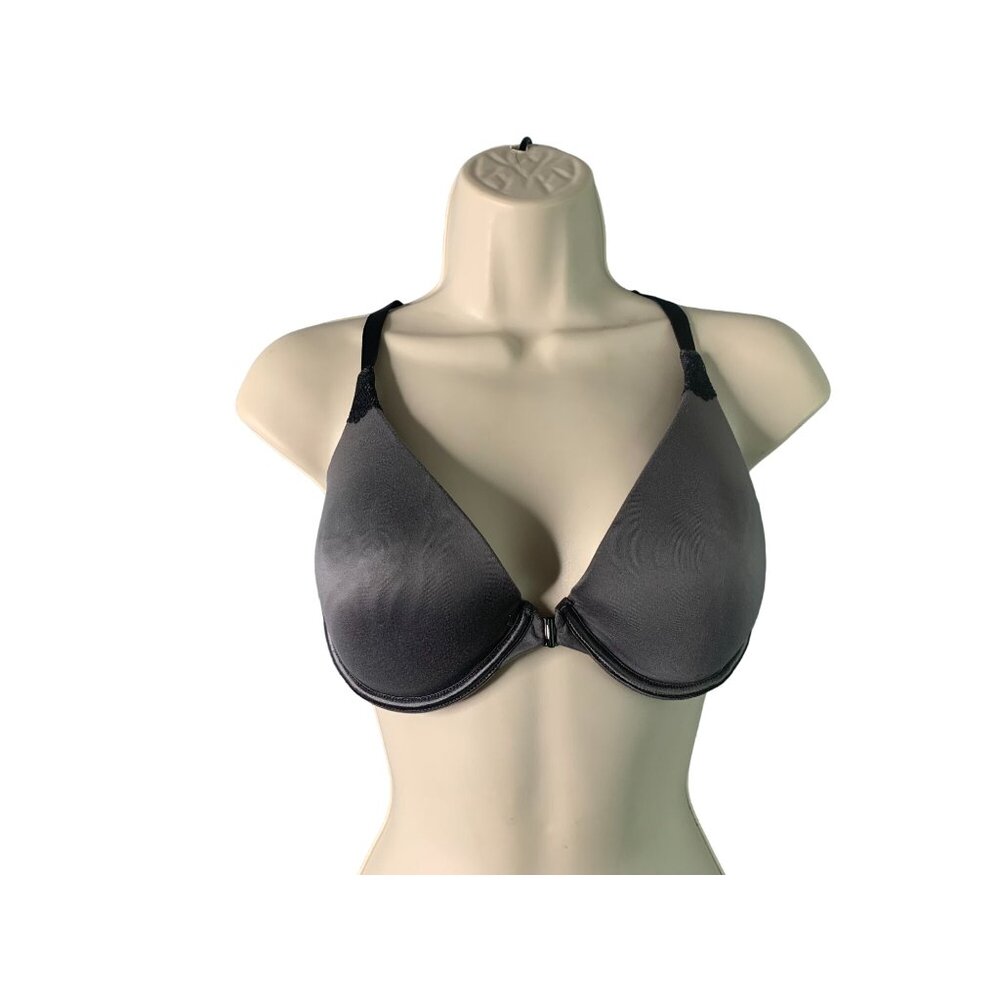 Sweet Nothings Gray Black Womens Size 38D Front Closure Padded Underwire Bra